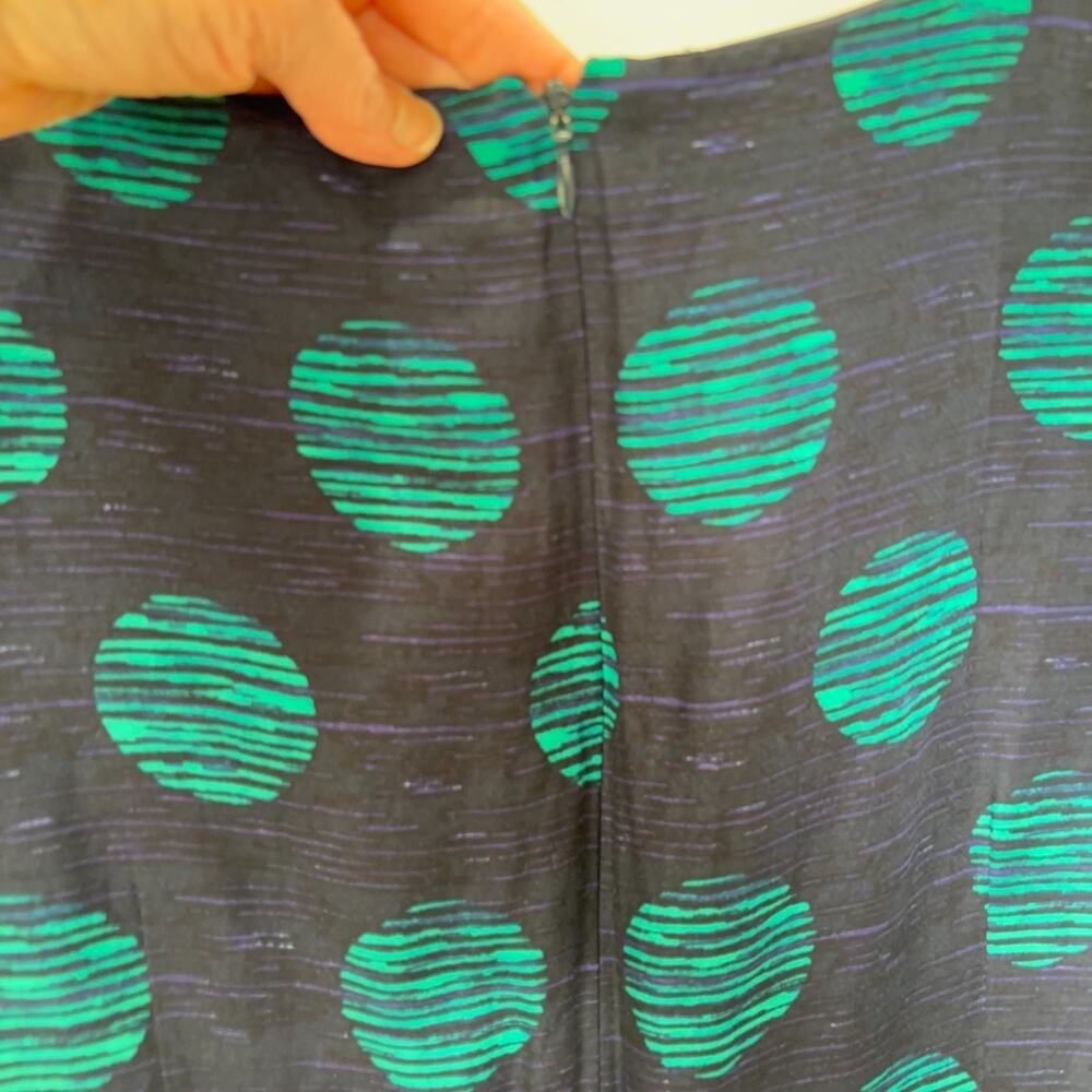 Banana Republic Polka Dot Linen Blend Dress Blue Green Sleeveless Womens 14 - Picture 10 of 15
